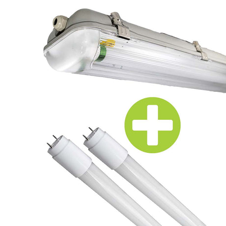 LED TL armatuur IP65 waterbestendig - voor 2x led tl buizen - complete armatuur inclusief buizen