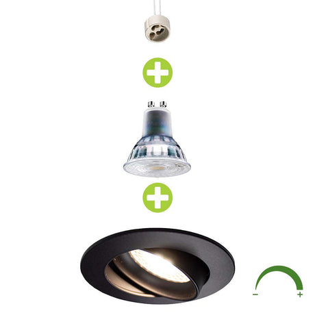 LED Zwarte Inbouwspot 5,5W | 70 mm | Dimbaar | bundel