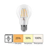 LED Filament lamp 6W | A60 | Helder | 3-step Dimbaar | E27 | 2700K - Warm wit | 3 stap illustratie