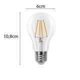 LED Filament lamp 6W | A60 | Helder | 3-step Dimbaar | E27 | 2700K - Warm wit | Afmetingen