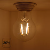 LED Filament lamp 6W | A60 | Helder | 3-step Dimbaar | E27 | 2700K - Warm wit | 20%