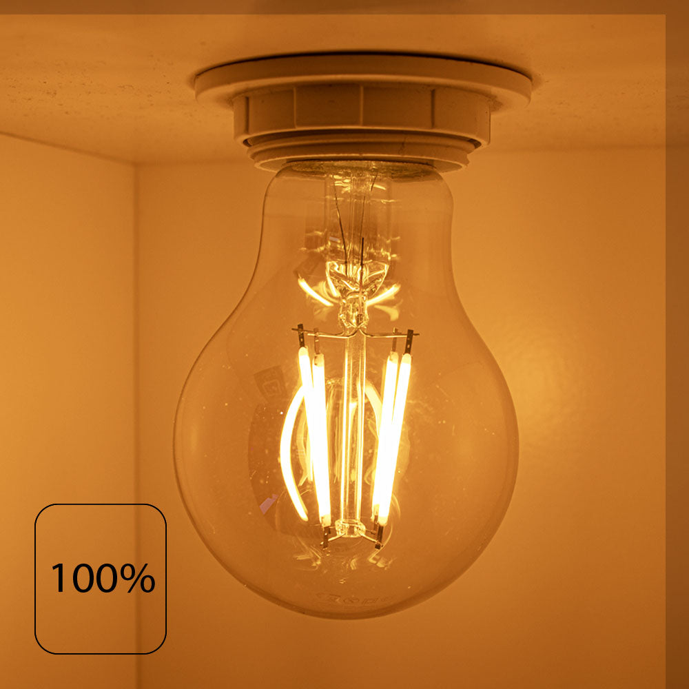 LED Filament lamp 6W | A60 | 3-step Dimbaar | E27 | 2700K - Warm wit | Afmetingen | 100%