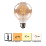 LED Filament lamp 6W | G125 | 3-step Dimbaar | E27 | 2700K - Warm wit | 3 stap illustratie