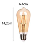 LED Filament lamp 6W | ST64 | 3-step Dimbaar | E27 | 2700K - Warm wit | Afmetingen