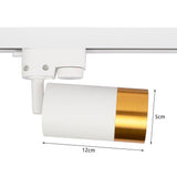 LED 1-fase railspot wit met gouden ring gu10 fitting - afmetingen