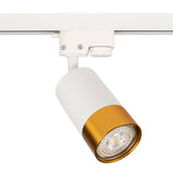 LED 1-fase railspot wit met gouden ring gu10 fitting - zijaanzicht lamp uit