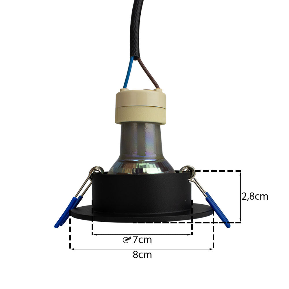 LED Spot Armatuur | Ø70mm | Rond | Zwart / Goud | Aan foto | Afmetingen