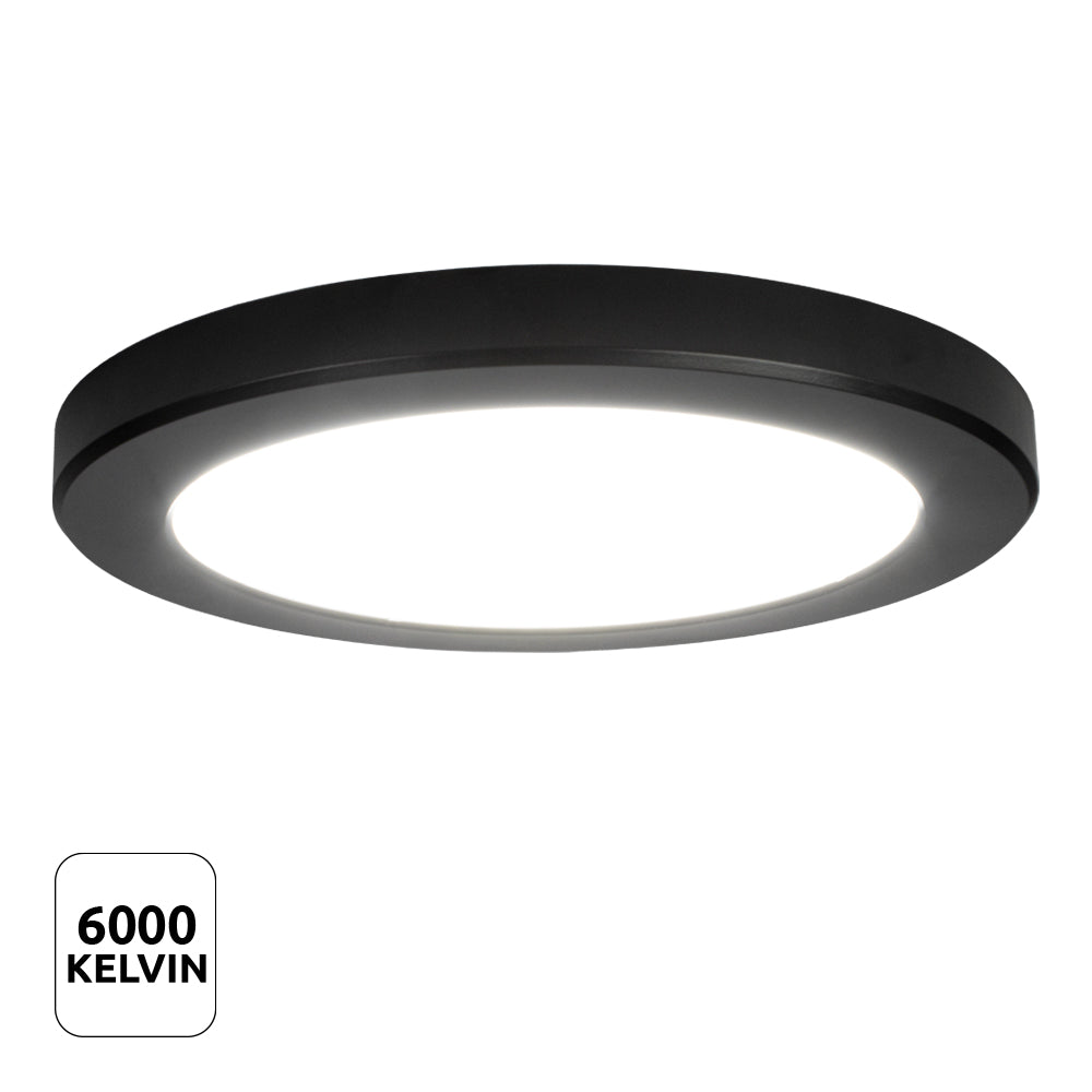 LED opbouw downlight rond | 18W | Zwart | Ø220mm | CCT - 3 lichtkleuren | 6000K