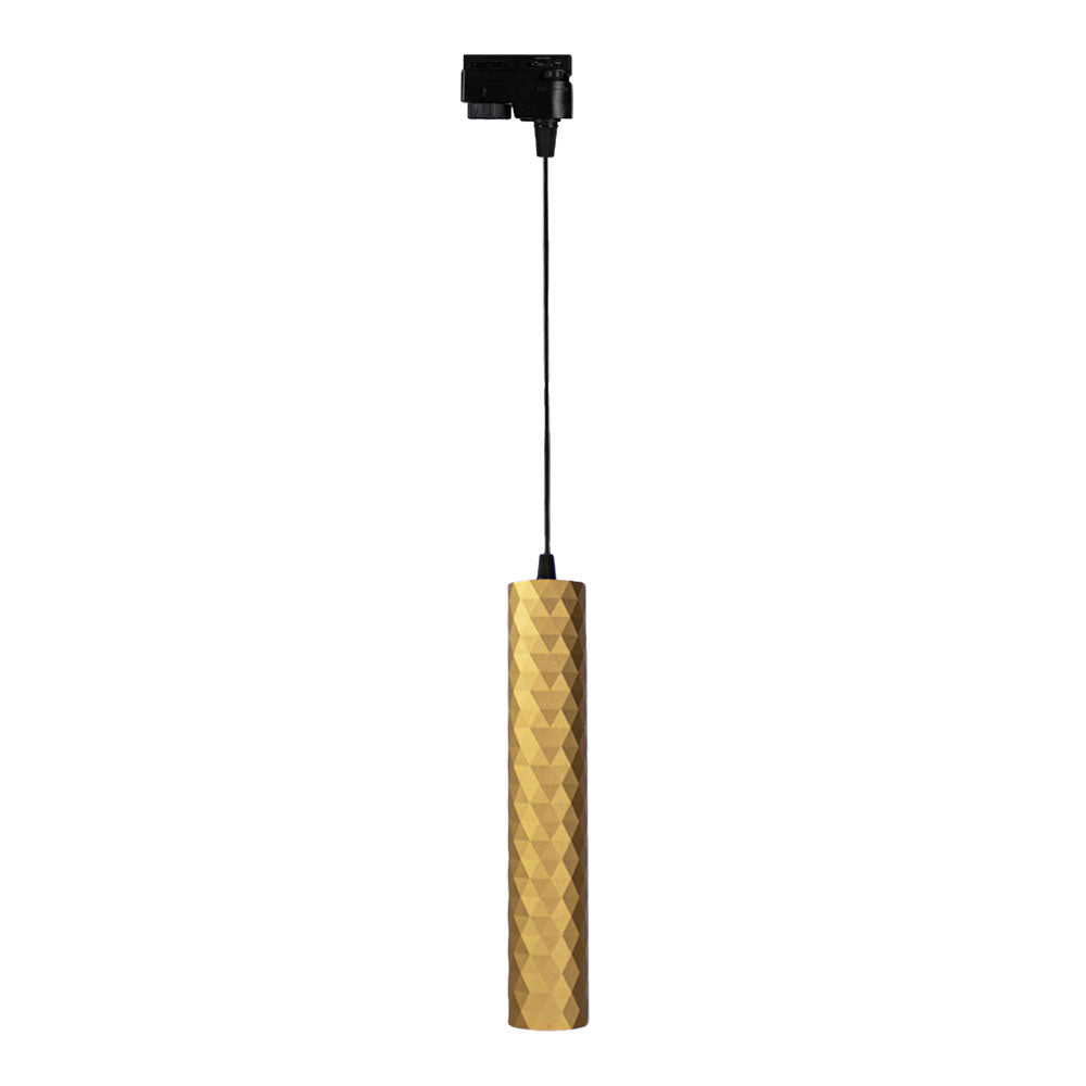 3-fase Langwerpige hanglamp 29cm | Ruit structuur | Goud | GU10 fitting | Uit foto