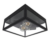 Plafondlamp metaal en glas | Waterbestendig | 2x E27 fitting | Zwart | Uit foto