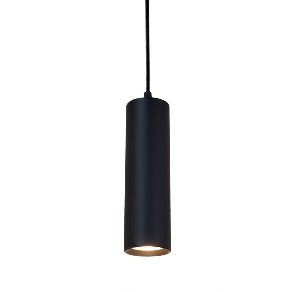 LED 1-fase hanglamp met gu10 fitting zwart - vooraanzicht spot aan