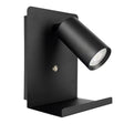 LED Wandlamp - Bedlamp met plateau | Incl. USB | Zwart | GU10 fitting - zijaanzicht met lamp uit