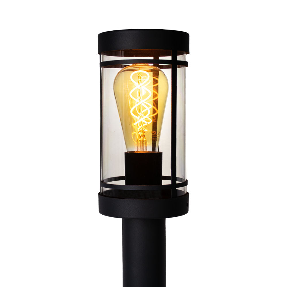 LED Tuinpaal - sokkel - Staande buitenlamp | 50cm | Zwart | IP44 - HOEDY - vooraanzicht bovenkant