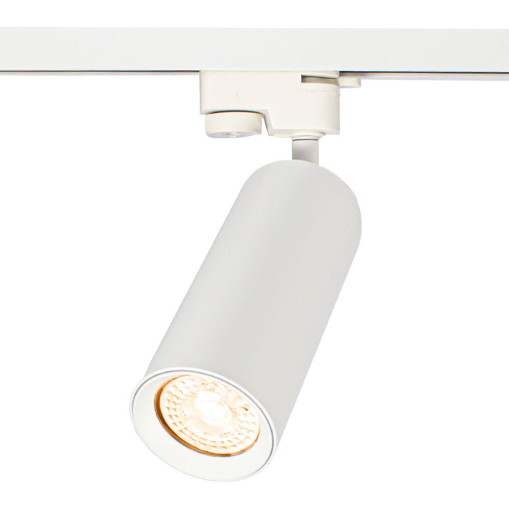 LED 1-fase Railspot met GU10 fitting | Wit | Aan foto vooraanzicht