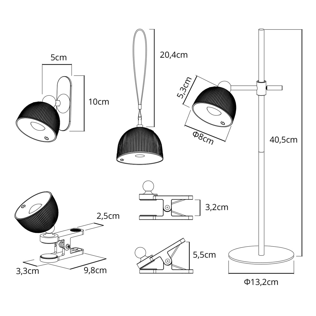 LED Orbi 2,5W 4in1 Schreibtischlampe magnetisch weiß - CCT Lichtfarbe einstellbar | inkl. Klemme, Deckenbefestigung, Schnur