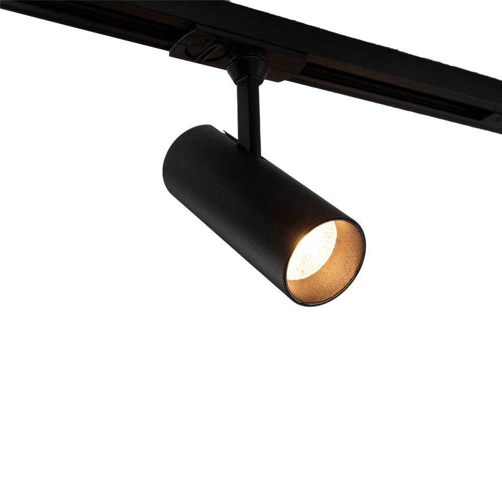 LED 1-fase Railspot - Dimbaar - 10W - 2700K - Zwart - vooraanzicht - lamp aan