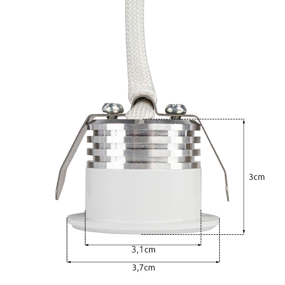 LED Veranda inbouwspot | Mini | Ø31mm | 3.4 W | Dimbaar - Wit - afmetingen