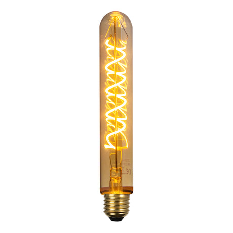 LED Filament Amber lamp | Dimbaar | 4W | Tube | E27 - 2400K - Extra warm wit | vooraanzicht | lamp aan