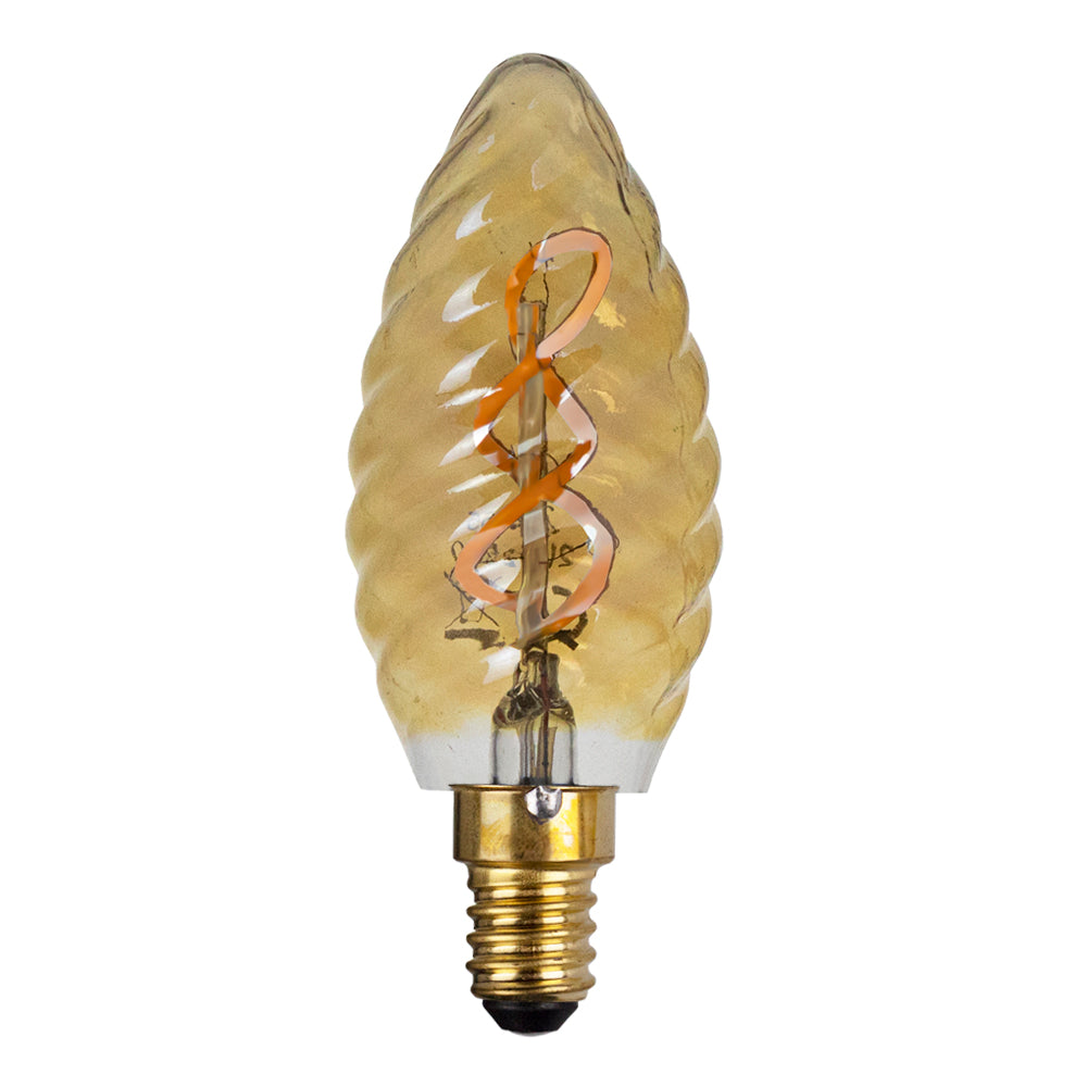 LED FILAMENT E14 KAARS RIBBEL DIMBAAR AMBER 2W - vooraanzicht lamp uit