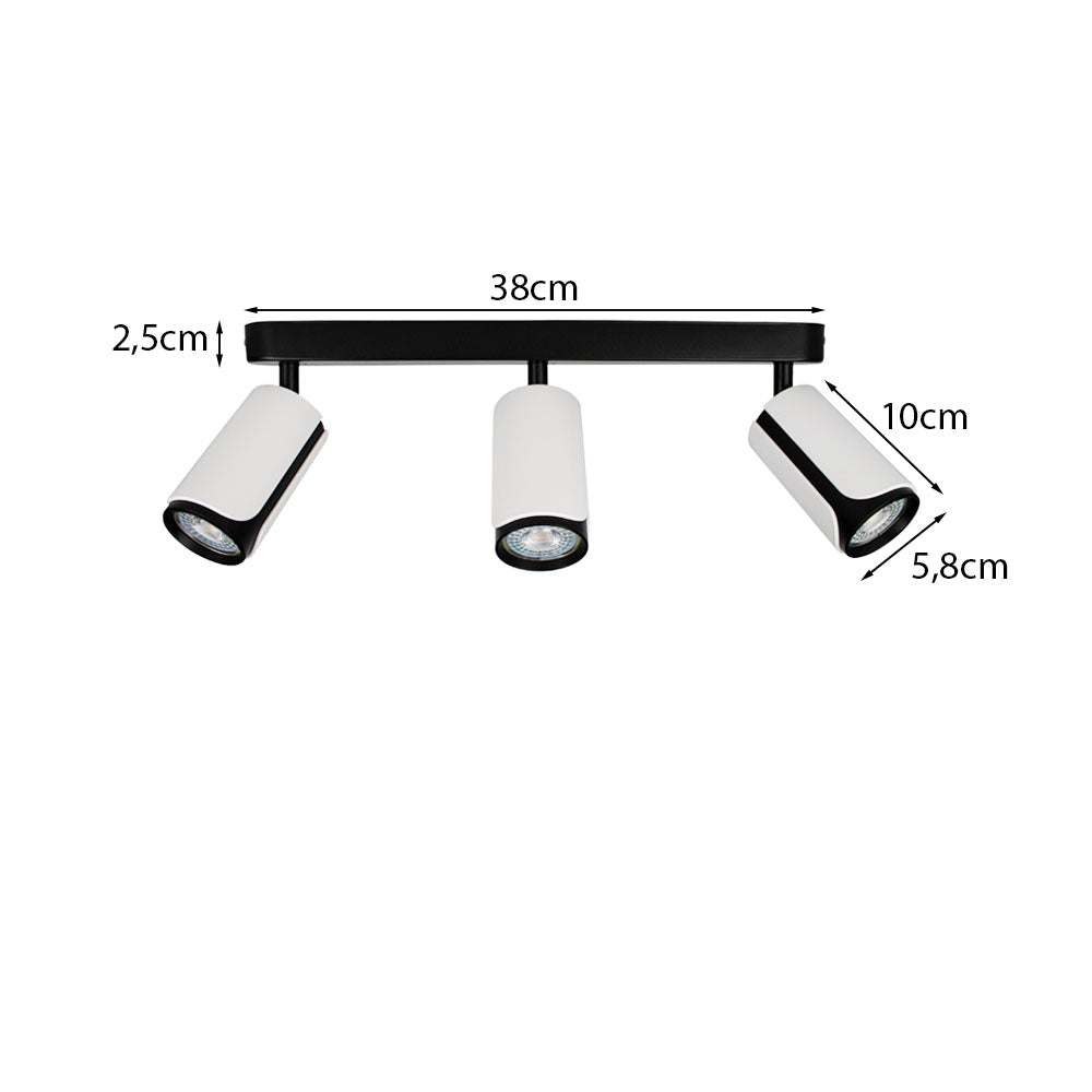 Dreifach-Aufbaustrahler | Neigbar | Schwarz/Weiß | 3x GU10 Fassung