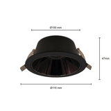 LED DOWNLIGHT | KERBER | CCT-SWITCH | Ø100MM | 10W | ZWART | Afmetingen