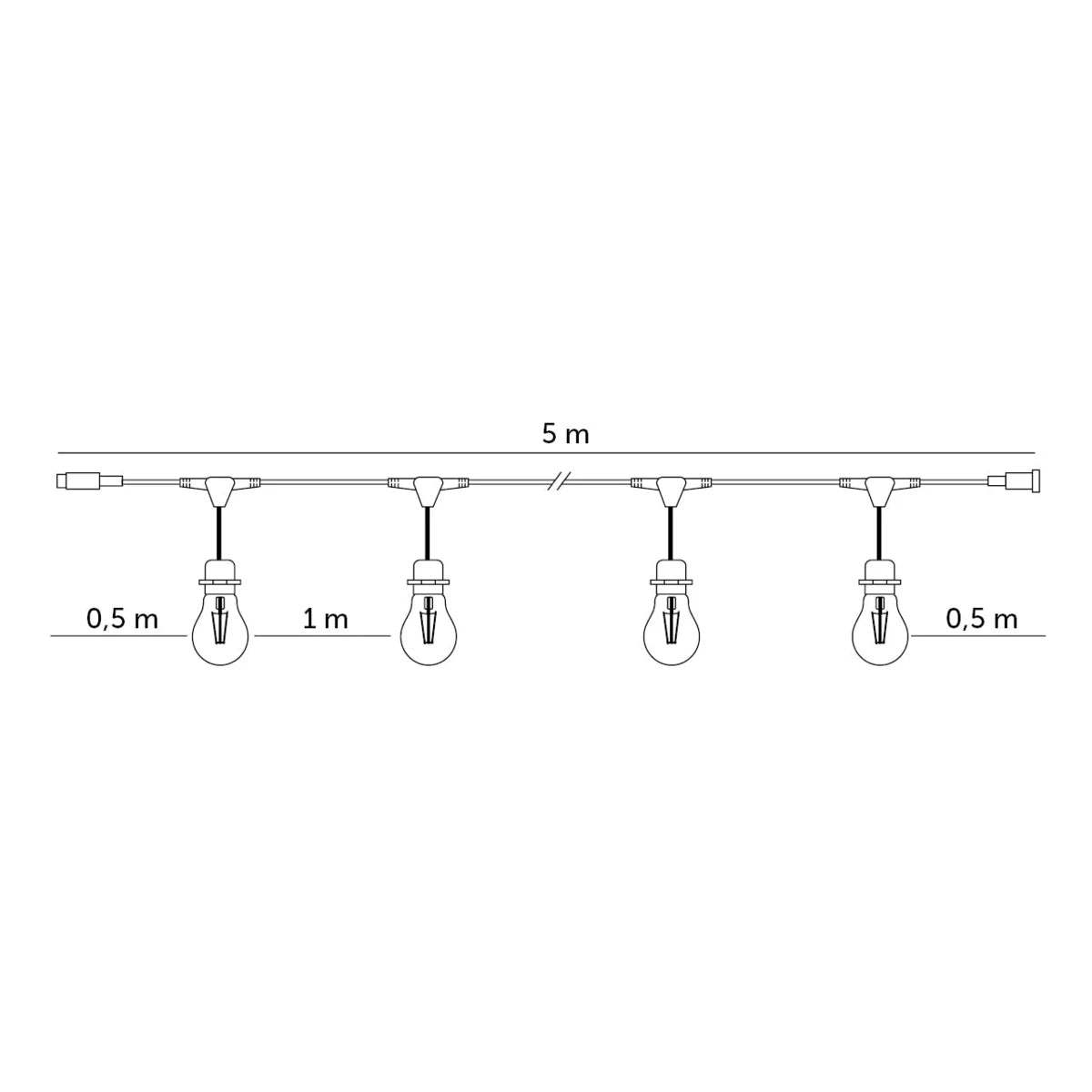 Komplettes Pinkabel mit 5x Lampenschirmen | 5 Meter | Bambus Beige | Anschließbar | E27 | inkl. 1W-Lampen