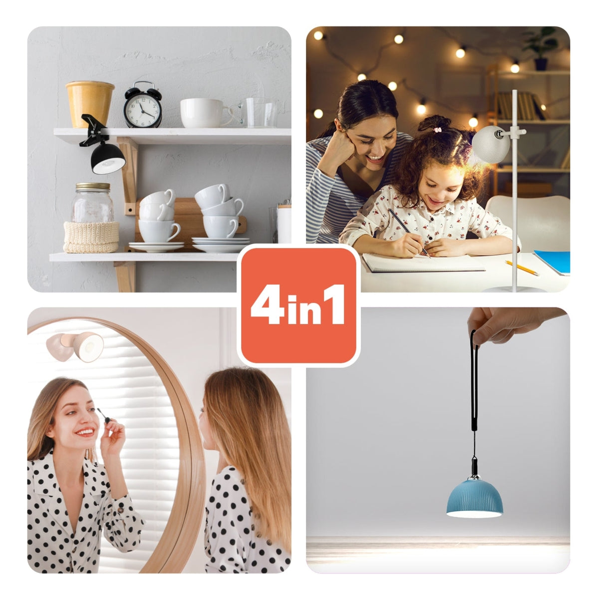 LED Orbi 2,5W 4in1 Schreibtischlampe magnetisch Grau - CCT Lichtfarbe einstellbar | inkl. Klemme, Deckenbefestigung, Schnur