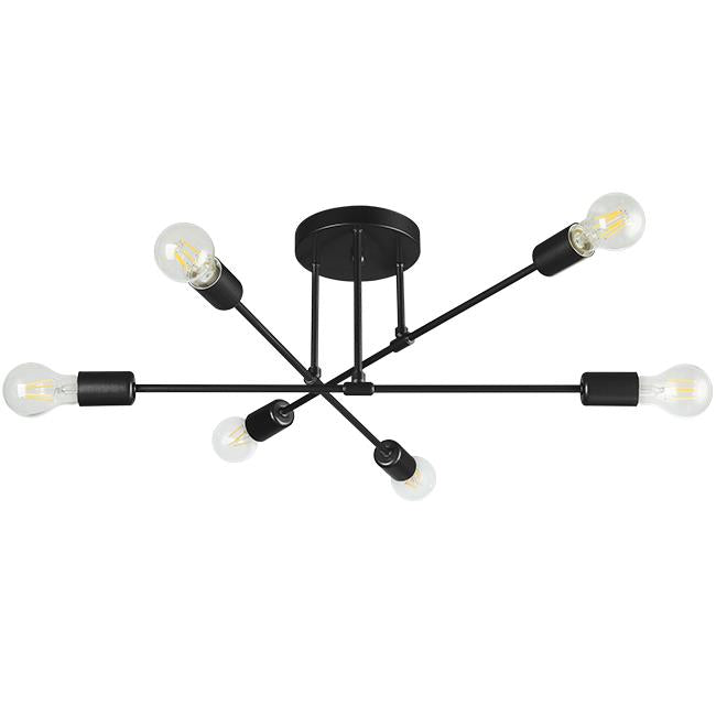 Plafondlamp | Gili | 6-lichts | Zwart | E27