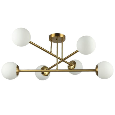 Plafondlamp | Nusa | 6-lichts | Goud/Wit