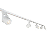 LED 1-fase Rails - Wit - 3 meter - Inclusief 5 railspots - vooraanzicht - lamp aan - close up