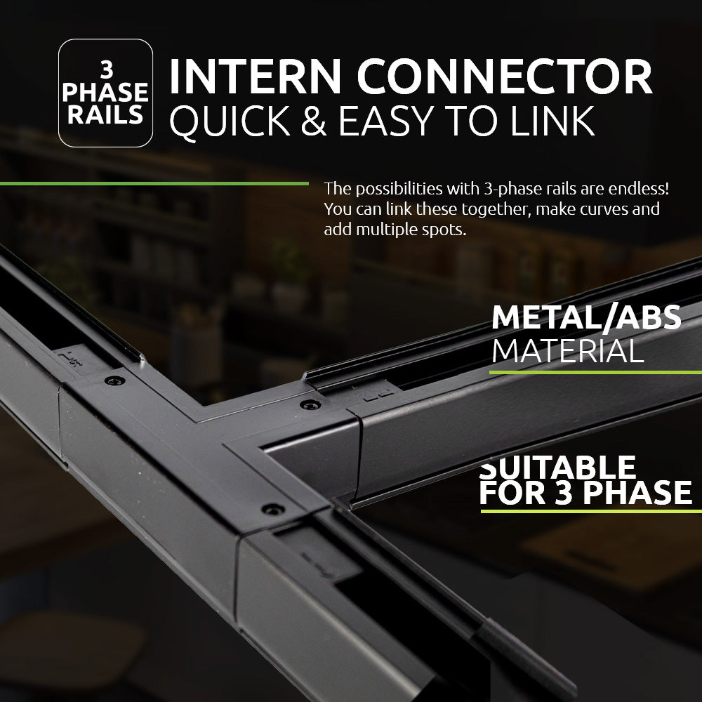 3-Fase Rails T-Vorm interne connector | Zwart