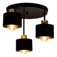 Plafondlamp 3-voudig zwart - Goud | metaal | 3x E27 fitting | Ø30cm | Aan foto