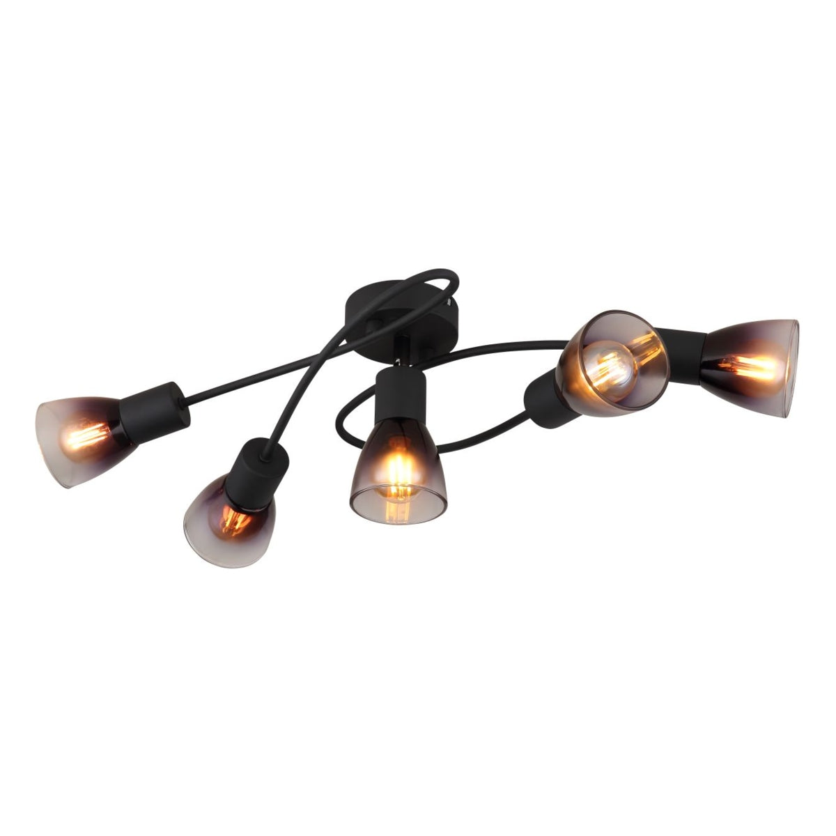 Plafondlamp SATELLA  E14 Matt zwart 5-Lichts Smoked