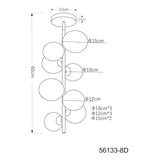 Plafondlamp RIHA ø28CM 3.50 Watt G9 Matt zwart 8-Lichts Smoked