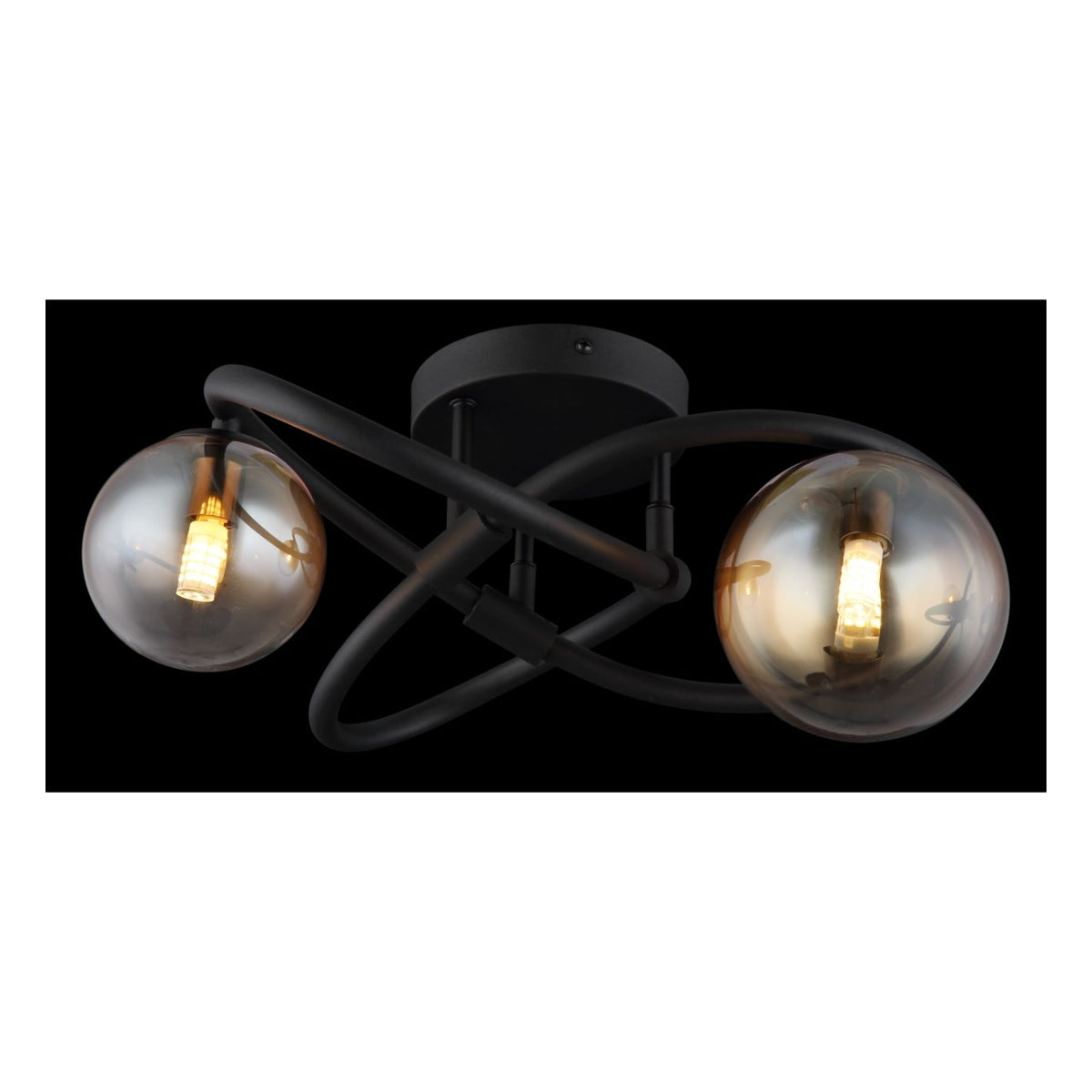 Plafondlamp TUBERIUS ø41CM 3.50 Watt G9 Matt zwart 2-Lichts amber