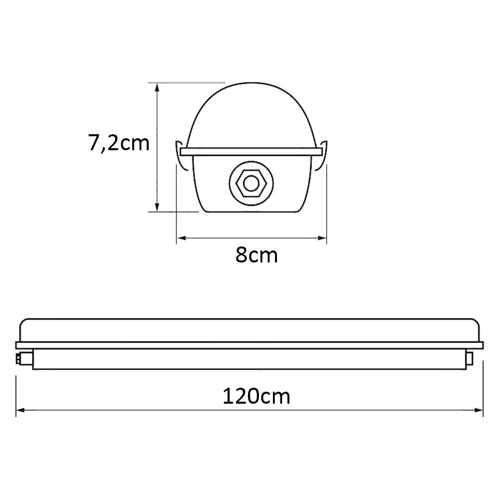 LED Batten Armatuur | 120cm | IP66 | Waterdicht | 20/30/40 Watt | CCT | Afmetingen