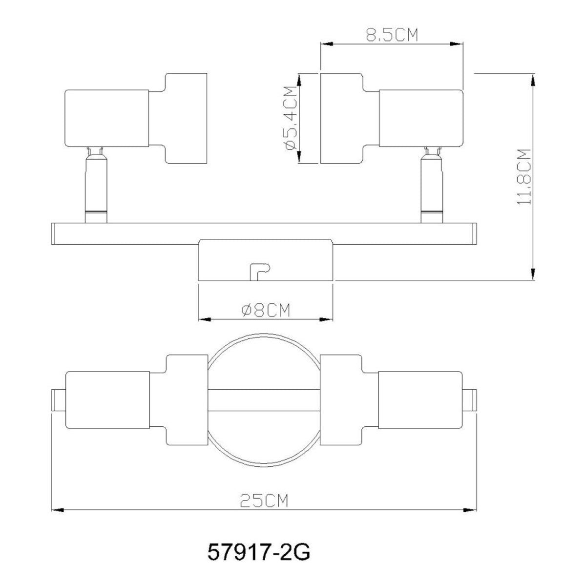 Aufbaustrahler MASON 2-flammig Chrom GU10 25cm