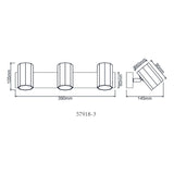 Aufbaustrahler JAMES 3-flammig GU10 53cm