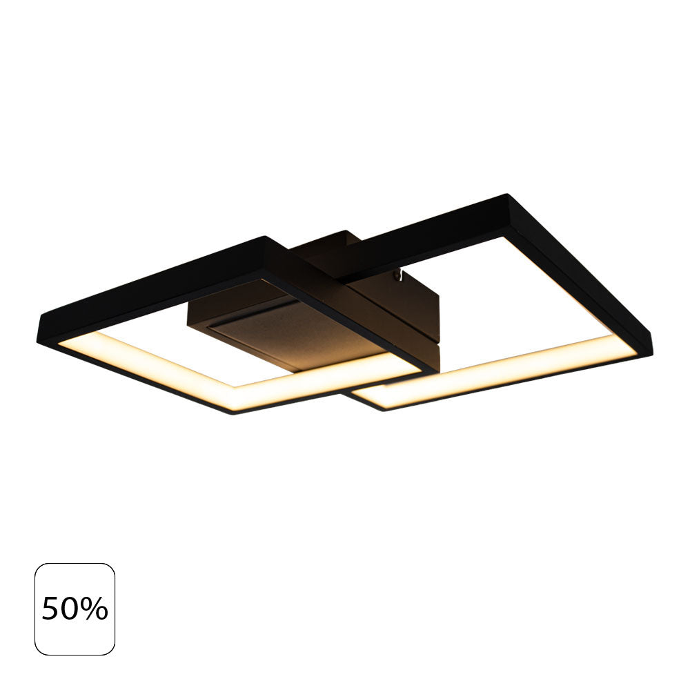 Highlight | Industriële plafondlamp | Dimbaar 3-steps | 2700K | Piazza | zwart | 50%