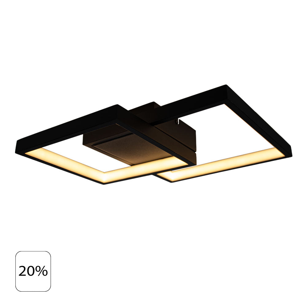 Highlight | Industriële plafondlamp | Dimbaar 3-steps | 2700K | Piazza | zwart | 20%