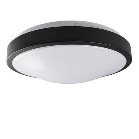 LED Plafondlamp | 2 x E27 fitting | Dimbaar | Rond | Zwart - zijaanzicht