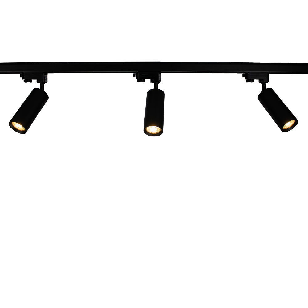 LED Railspot voor GU10 spot | Ø60 x 144mm | 3-fase | Zwart | Aan foto 3 spots 2