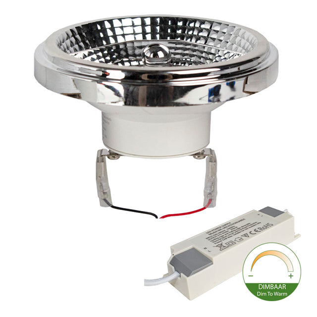 AR111 spot led - G53 - dimbaar - dim to warm - 2200K - 3000K - Witte achterkant - incl. driver