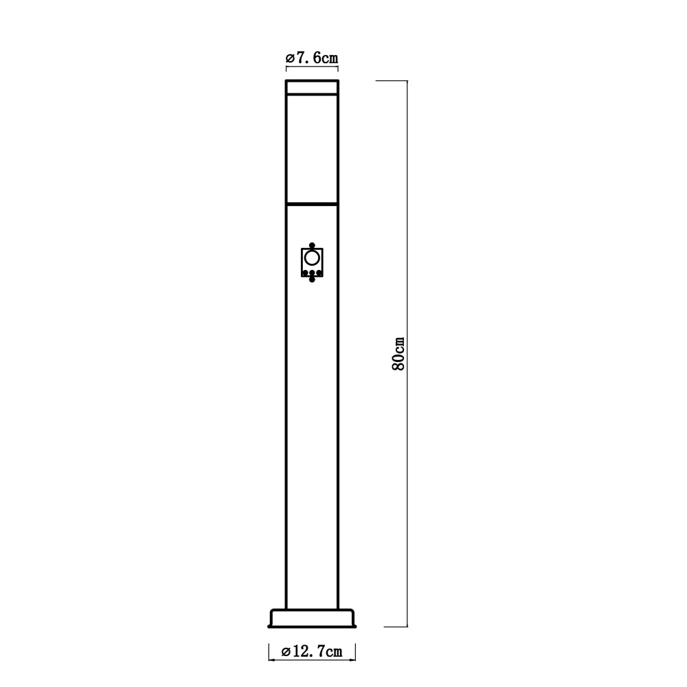 LED staande buitenlamp met sensor E27 fitting - afmetingen