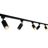 LED 1-fase Railspot | Zwart | GU10 Fitting | Dimbaar - complete set - lamp aan