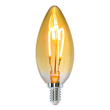 LED Amber kaarslamp met spiraal 4W | dimbaar | E14 | 2200K - vooraanzicht lamp aan