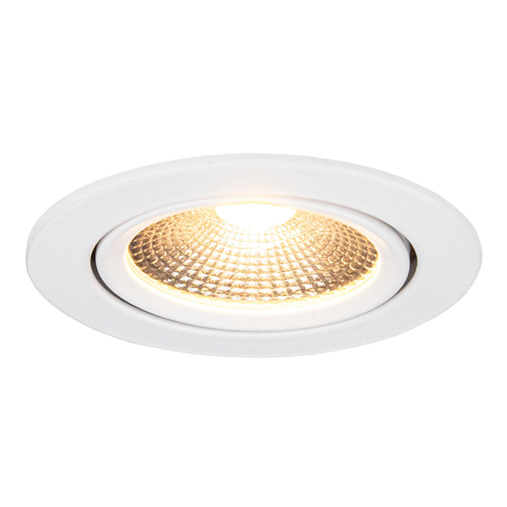 Witte led spot dimbaar - 75mm - ondiepe inbouwspot wit 25mm - kantelbaar - warm wit - onderkant lamp aan