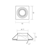 LED inbouw spot zwart 77 mm - kantelbaar - afmetingen