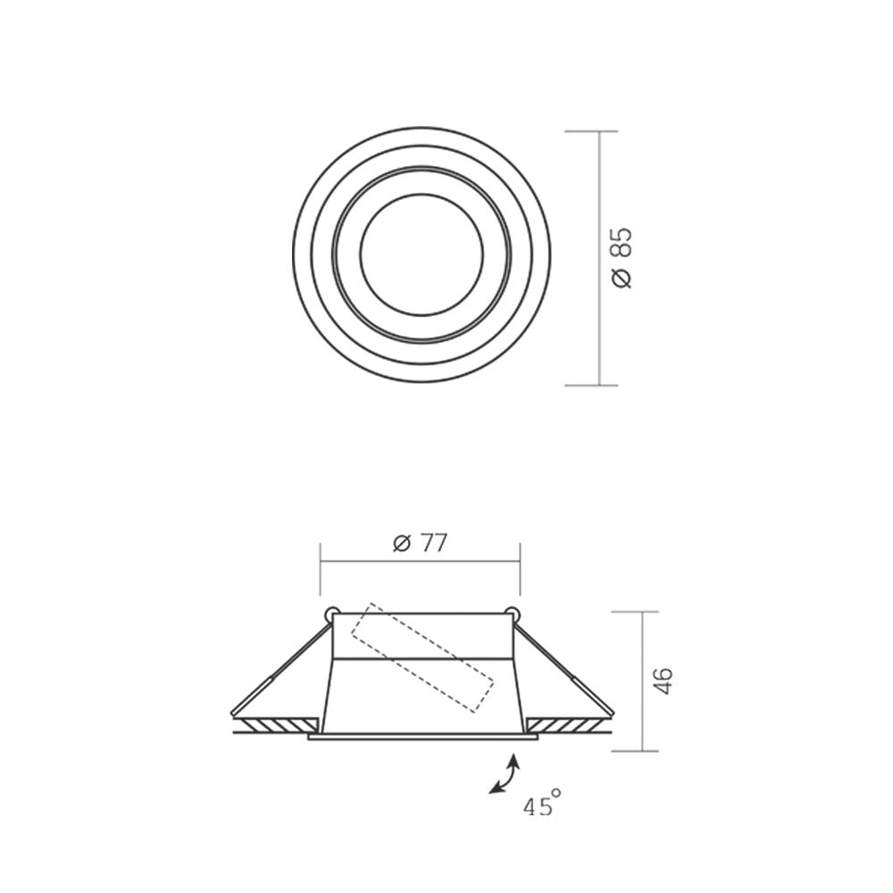 LED inbouw spot wit voor gu10 spot - kantelbaar - afmetingen