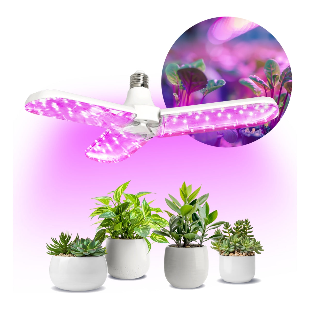 LED Grow Light / Grow Light ausklappbar | E27-Fassung | 120D | 24 Watt| PFLANZLICH